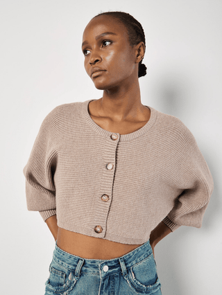 Ribbed Batwing Cropped Cardigan - Sincerely Betty