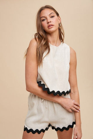 Ric Rac Trimmed Linen Shorts - Sincerely Betty