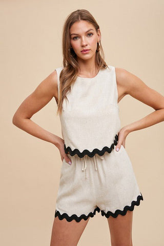 Ric Rac Trimmed Linen Shorts - Sincerely Betty