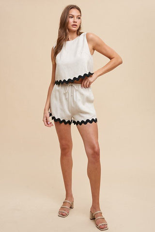 Ric Rac Trimmed Linen Shorts - Sincerely Betty