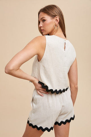 Ric Rac Trimmed Linen Shorts - Sincerely Betty