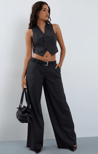 Sahara Pinstripe Trousers - Sincerely Betty
