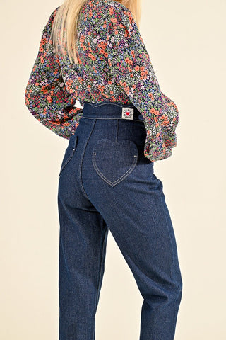 Scalloped High Waisted Denim Jeans - FINAL SALE - Sincerely Betty