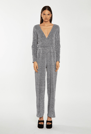 Sequin Surplice Top Jumpsuit–FINAL SALE - Sincerely Betty