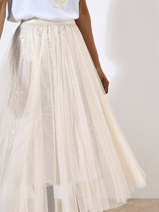 Sequin Tulle Layer Midi Skirt - Sincerely Betty