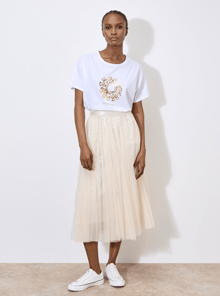 Sequin Tulle Layer Midi Skirt - Sincerely Betty