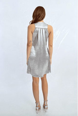 Silver Shimmery Ruffle Mini Dress - Sincerely Betty