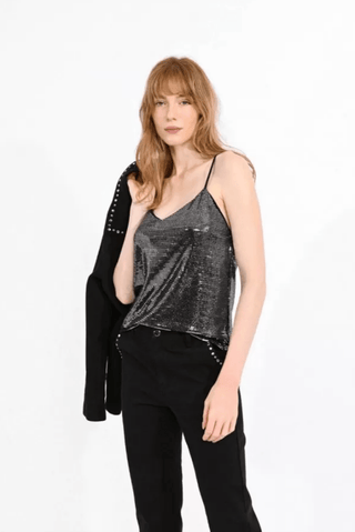 Silver Shiny Camisole - FINAL SALE - Sincerely Betty
