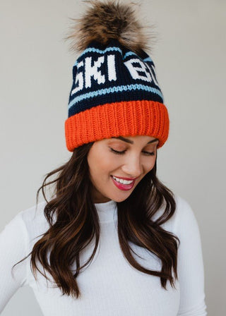 Ski Bum Pom Pom Knit Hat - Sincerely Betty