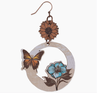 Spring Scene Butterfly Wood Earrings - FINAL SALE - Sincerely Betty