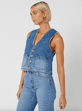 Stevie Blue Sherpa Vest - FINAL SALE - Sincerely Betty