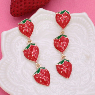 Strawberry Linear Post Earrings - FINAL SALE - Sincerely Betty