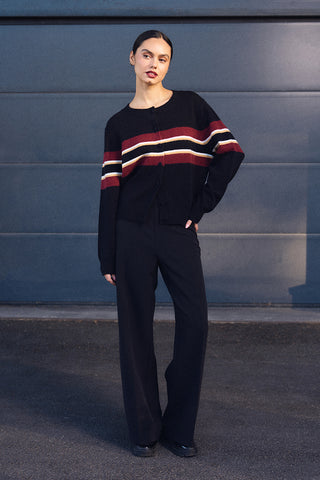 Retro Stripe Button Up Knit Cardigan