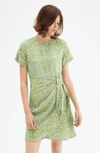 Tibet Wave Print Wrap Mini Dress - Sincerely Betty