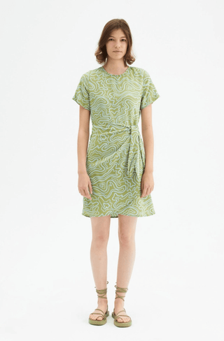 Tibet Wave Print Wrap Mini Dress - Sincerely Betty