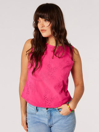 Tropical Embroiderd Tie Back Top - Sincerely Betty