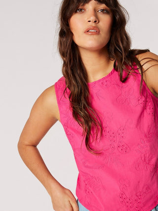 Tropical Embroiderd Tie Back Top - Sincerely Betty