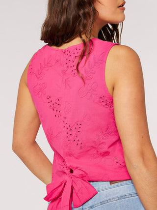 Tropical Embroiderd Tie Back Top - Sincerely Betty