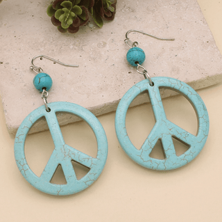 Turquoise Serenity Peace Sign Earrings - FINAL SALE - Sincerely Betty
