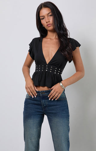 Lesima Studded Peplum Top