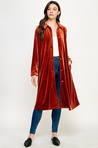 Velvet Duster Coat - Sincerely Betty