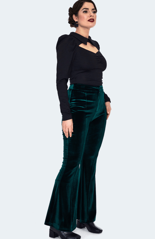 Velvet High - Waisted Flare Pants - Sincerely Betty