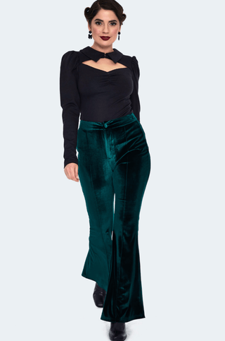 Velvet High - Waisted Flare Pants - Sincerely Betty