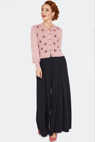 Vintage Inspired Cherry Embroidered Knit Cardigan - Sincerely Betty