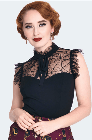 Web Lace Tie Collar Top - Sincerely Betty