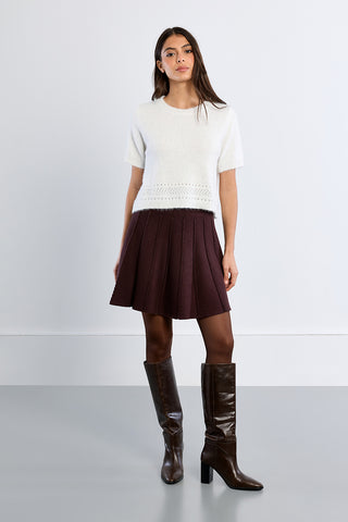 Pleated Knit Skater Skirt
