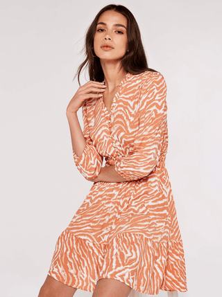 Zebra Shirred Waist Mini Dress - FINALSALE - Sincerely Betty