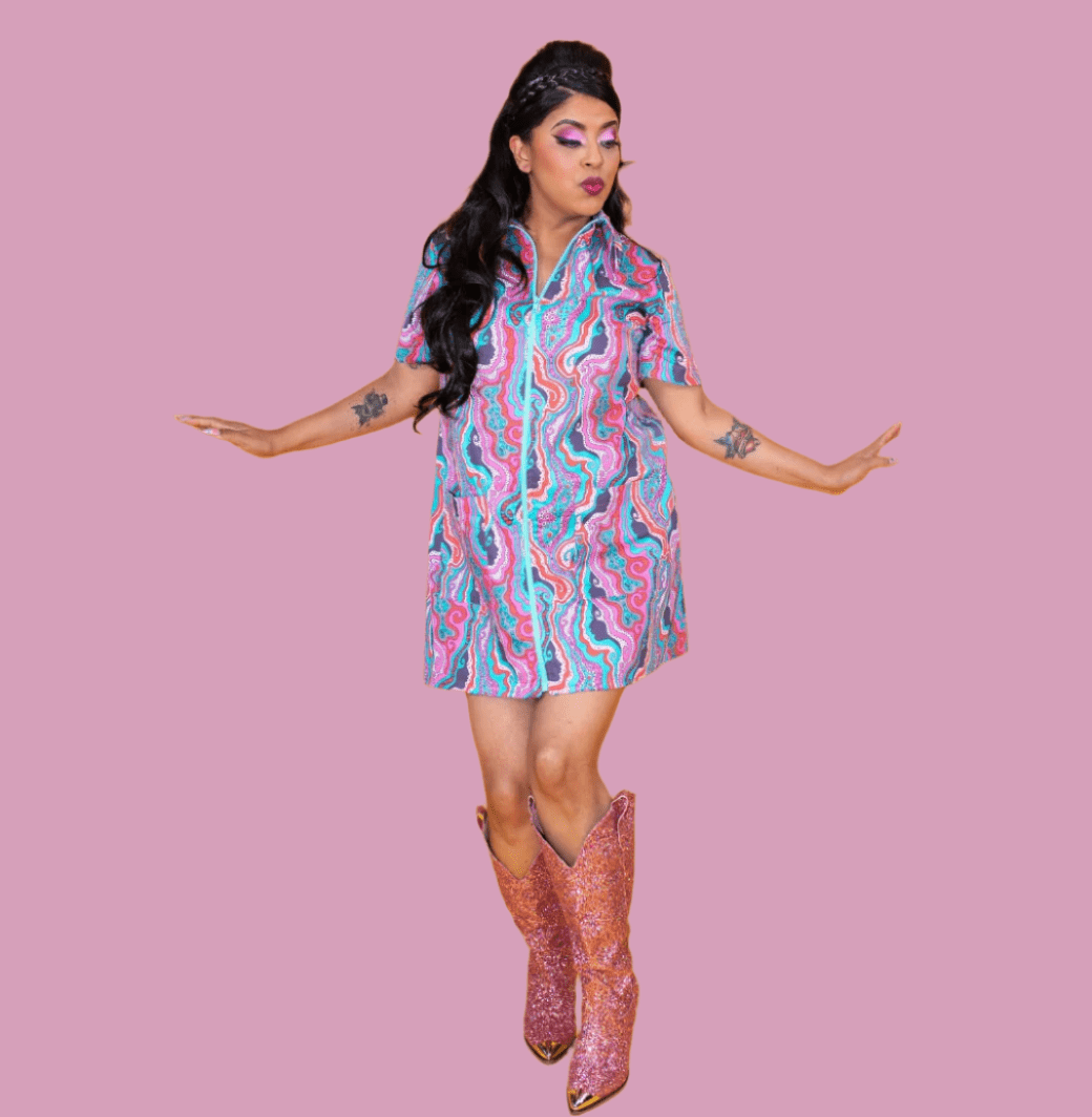 psychedelic dress to impress Zip Up Geode Swirl Groovy Mini Dress