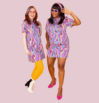 Zip Up Geode Swirl Groovy Mini Dress - Sincerely Betty