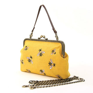 Kiss Lock Embroidered Bees Bag