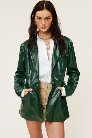 Retro Vela Croc Leather Blazer-FINAL SALE