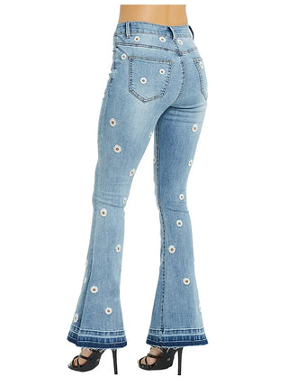 Daisy Embroidered Denim Jeans