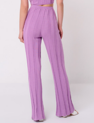 Wide Rib Lilac Knit Pants-FINAL SALE