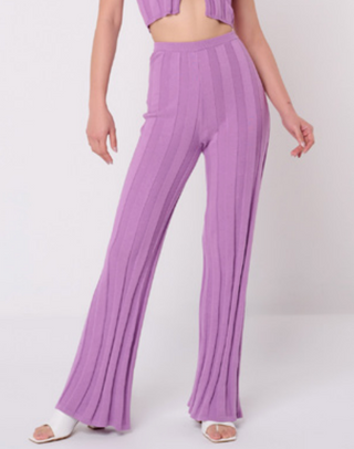 Wide Rib Lilac Knit Pants-FINAL SALE