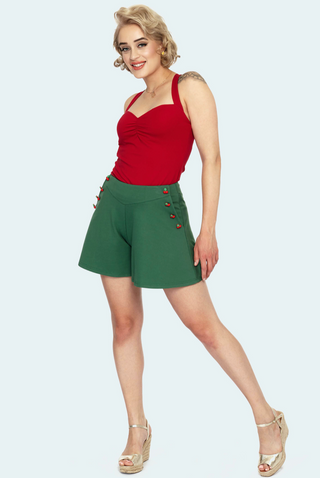 Cherry Button Flare Shorts-FINAL SALE