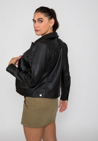 Chloe Trucker Faux Leather Jacket - FINAL SALE - Sincerely Betty
