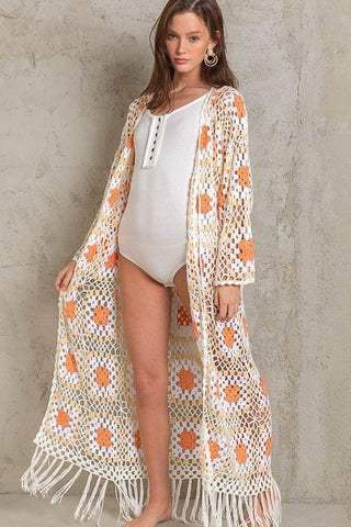 Crochet Long Tie Cardigan - Sincerely Betty