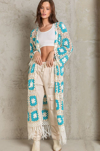 Crochet Long Tie Cardigan - Sincerely Betty