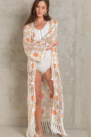 Crochet Long Tie Cardigan - Sincerely Betty
