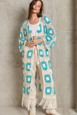 Crochet Long Tie Cardigan - Sincerely Betty