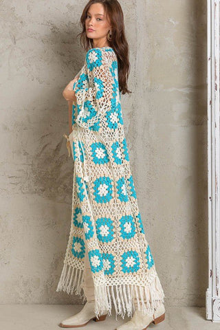 Crochet Long Tie Cardigan - Sincerely Betty