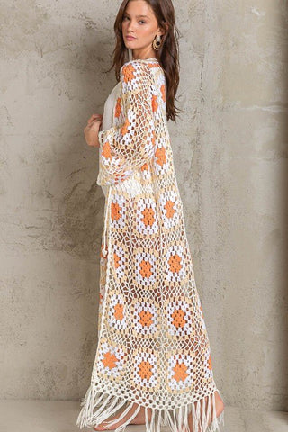 Crochet Long Tie Cardigan - Sincerely Betty