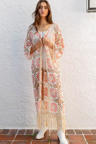 Crochet Long Tie Cardigan - Sincerely Betty