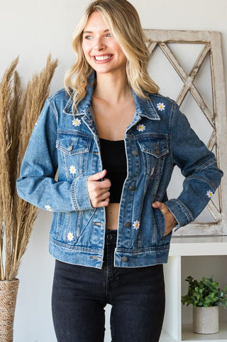 Daisy Embroidered Denim Jacket