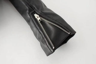 Embroidered Faux Leather Biker Jacket - FINAL SALE - Sincerely Betty