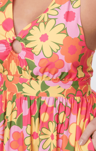 Flower Power Keyhole Halter Maxi Dress - Sincerely Betty